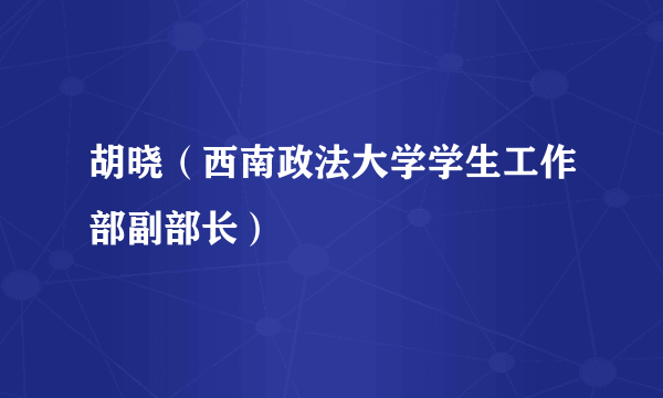 胡晓（西南政法大学学生工作部副部长）