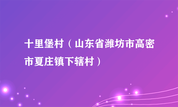 什么是十里堡村（山东省潍坊市高密市夏庄镇下辖村）