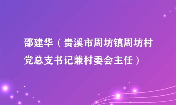 邵建华（贵溪市周坊镇周坊村党总支书记兼村委会主任）