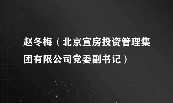 什么是赵冬梅（北京宣房投资管理集团有限公司党委副书记）