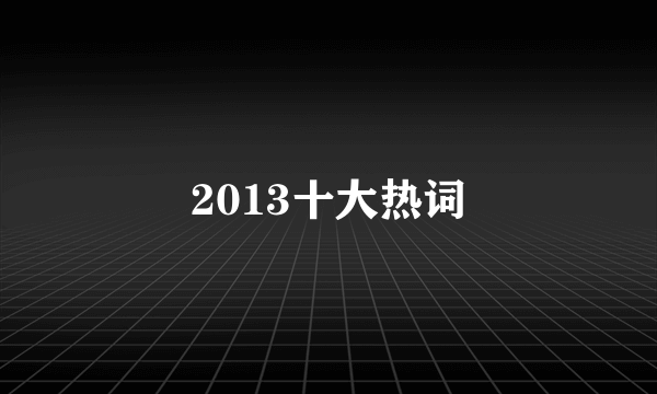 2013十大热词