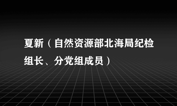 夏新（自然资源部北海局纪检组长、分党组成员）