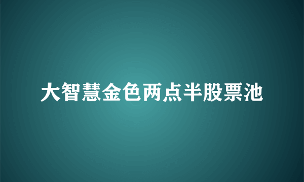 什么是大智慧金色两点半股票池