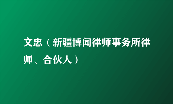 文忠（新疆博闻律师事务所律师、合伙人）