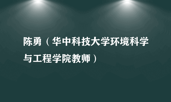 陈勇（华中科技大学环境科学与工程学院教师）