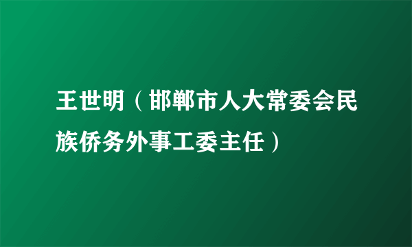 王世明（邯郸市人大常委会民族侨务外事工委主任）