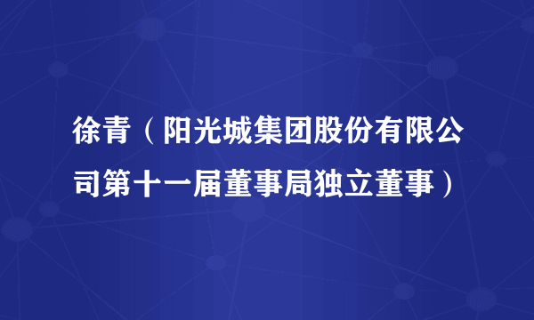 徐青（阳光城集团股份有限公司第十一届董事局独立董事）