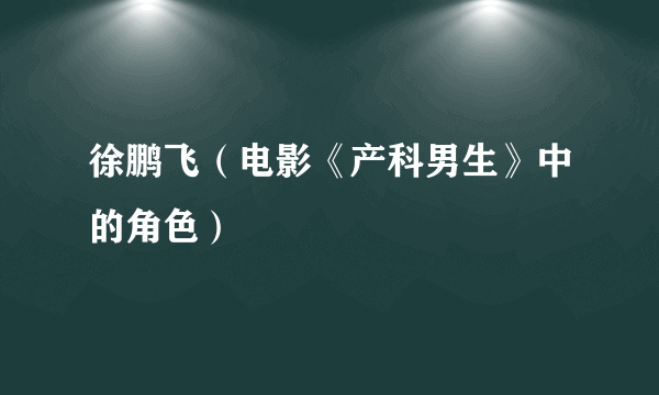 徐鹏飞（电影《产科男生》中的角色）