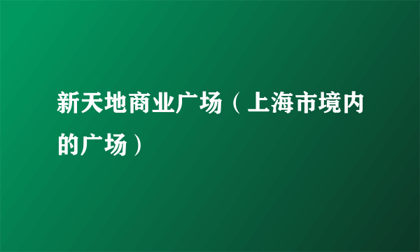 新天地商业广场（上海市境内的广场）