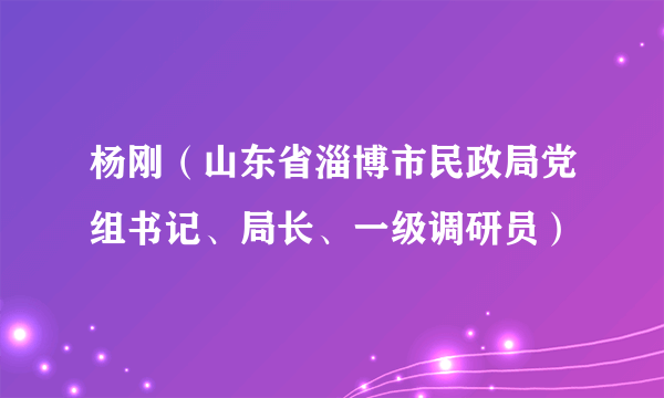 杨刚（山东省淄博市民政局党组书记、局长、一级调研员）