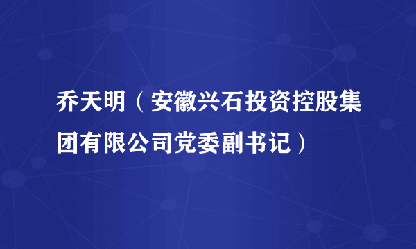 乔天明（安徽兴石投资控股集团有限公司党委副书记）