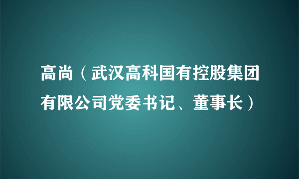 什么是高尚（武汉高科国有控股集团有限公司党委书记、董事长）