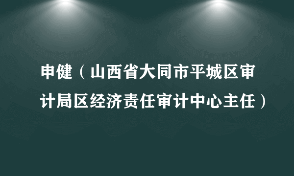 申健（山西省大同市平城区审计局区经济责任审计中心主任）