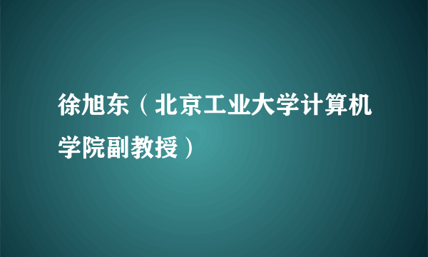 什么是徐旭东（北京工业大学计算机学院副教授）