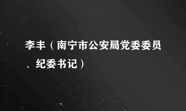 李丰（南宁市公安局党委委员、纪委书记）