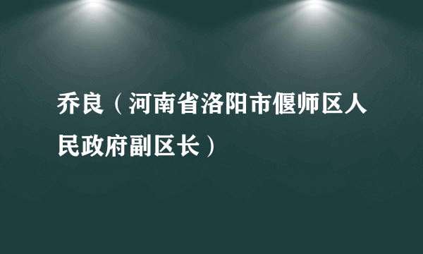 什么是乔良（河南省洛阳市偃师区人民政府副区长）