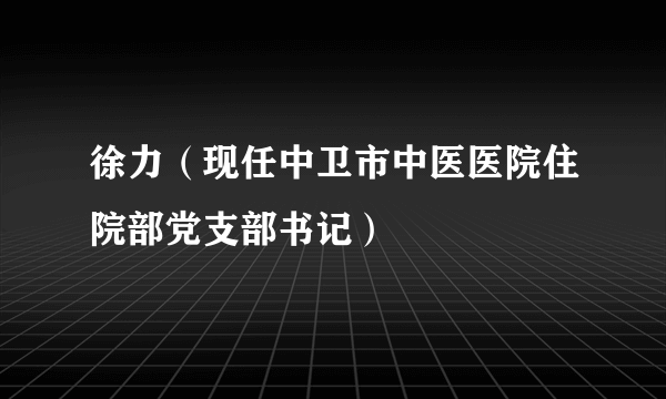 什么是徐力（现任中卫市中医医院住院部党支部书记）