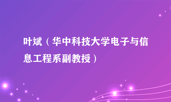 叶斌（华中科技大学电子与信息工程系副教授）