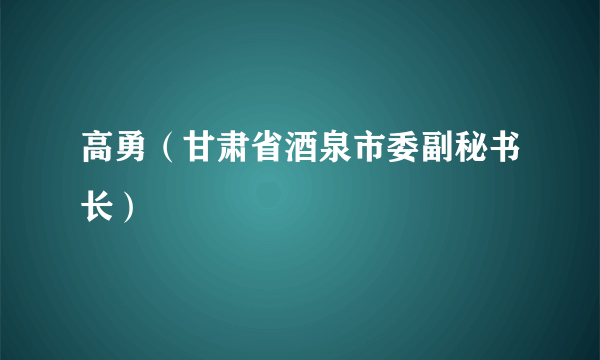 高勇（甘肃省酒泉市委副秘书长）