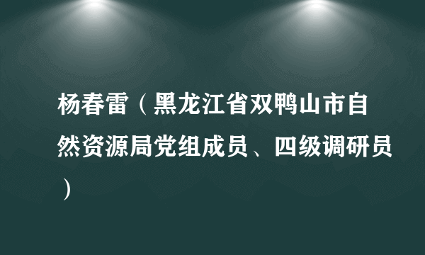 杨春雷（黑龙江省双鸭山市自然资源局党组成员、四级调研员）