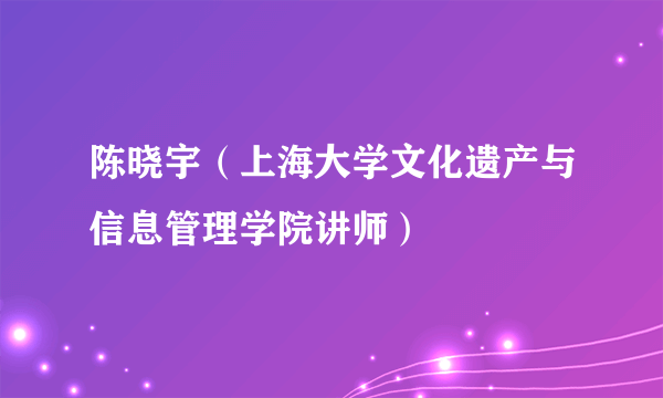 陈晓宇（上海大学文化遗产与信息管理学院讲师）