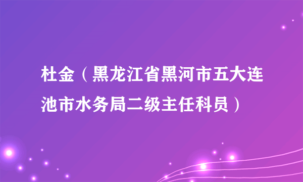 杜金（黑龙江省黑河市五大连池市水务局二级主任科员）