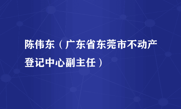 陈伟东（广东省东莞市不动产登记中心副主任）