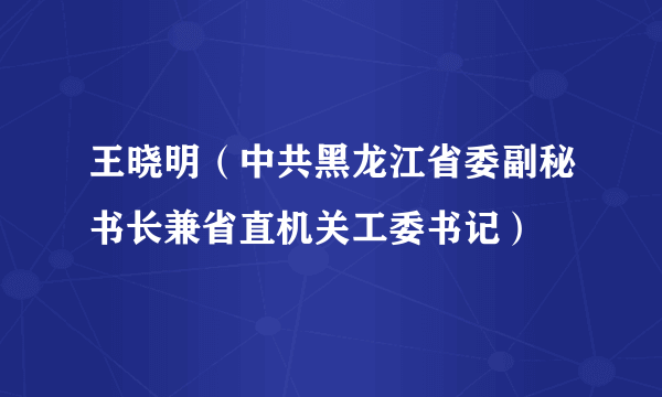 王晓明（中共黑龙江省委副秘书长兼省直机关工委书记）