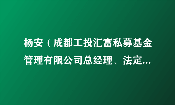 杨安（成都工投汇富私募基金管理有限公司总经理、法定代表人）