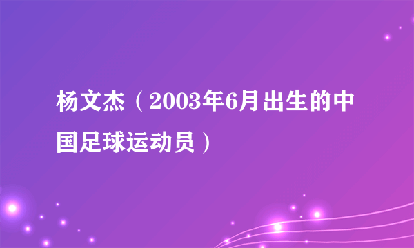 杨文杰（2003年6月出生的中国足球运动员）