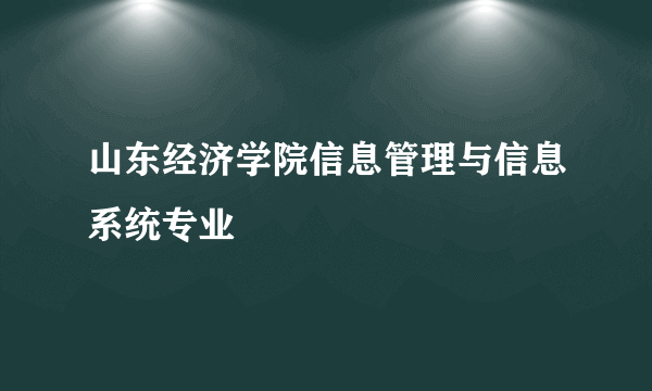 山东经济学院信息管理与信息系统专业