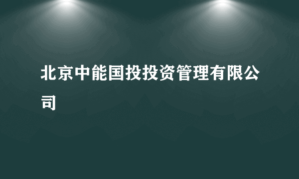 北京中能国投投资管理有限公司