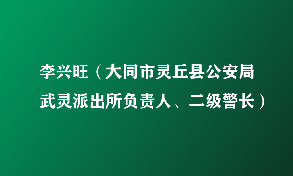 李兴旺（大同市灵丘县公安局武灵派出所负责人、二级警长）