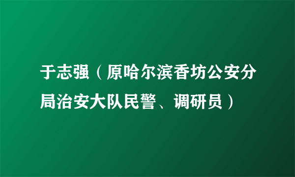 于志强（原哈尔滨香坊公安分局治安大队民警、调研员）