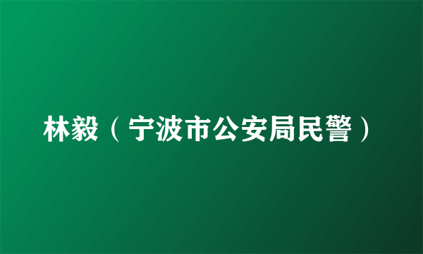 什么是林毅（宁波市公安局民警）