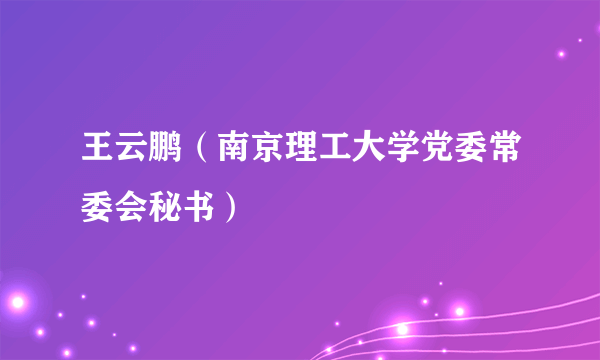 什么是王云鹏（南京理工大学党委常委会秘书）