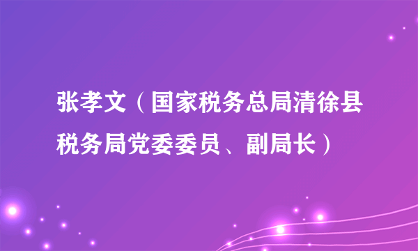 什么是张孝文（国家税务总局清徐县税务局党委委员、副局长）