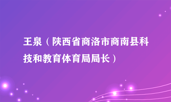 王泉（陕西省商洛市商南县科技和教育体育局局长）