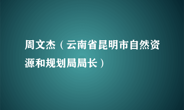 什么是周文杰（云南省昆明市自然资源和规划局局长）