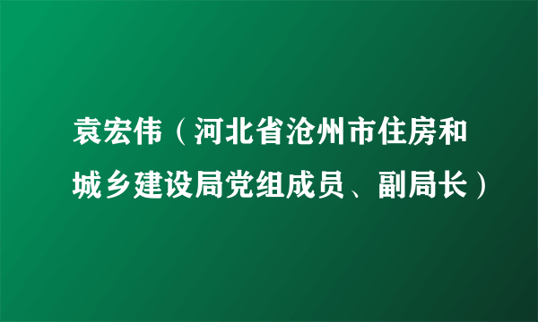 袁宏伟（河北省沧州市住房和城乡建设局党组成员、副局长）