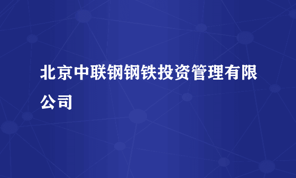 北京中联钢钢铁投资管理有限公司