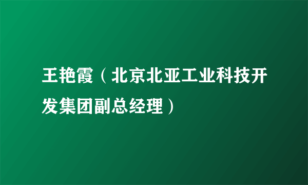 王艳霞（北京北亚工业科技开发集团副总经理）