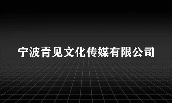 宁波青见文化传媒有限公司