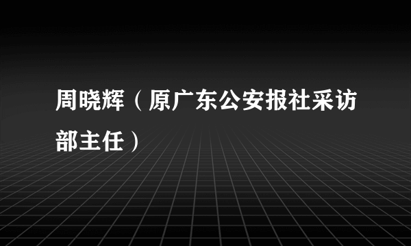 周晓辉（原广东公安报社采访部主任）