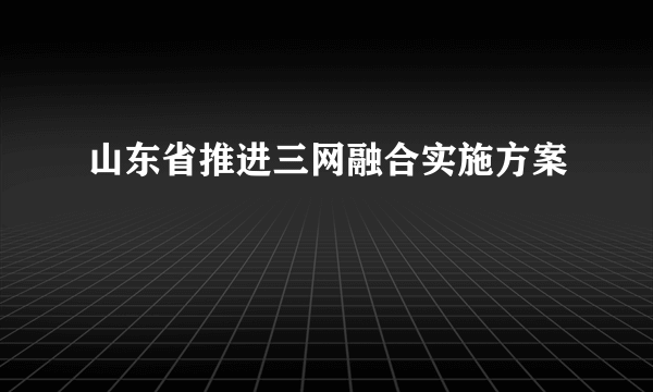 山东省推进三网融合实施方案