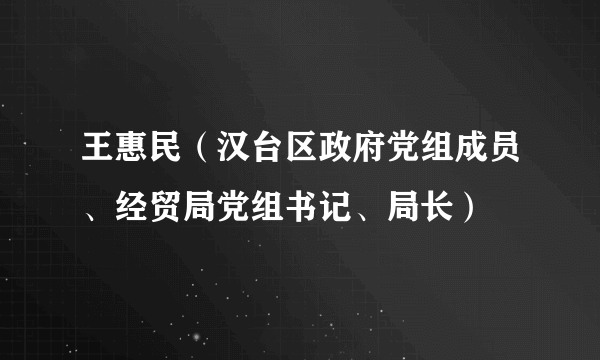 王惠民（汉台区政府党组成员、经贸局党组书记、局长）