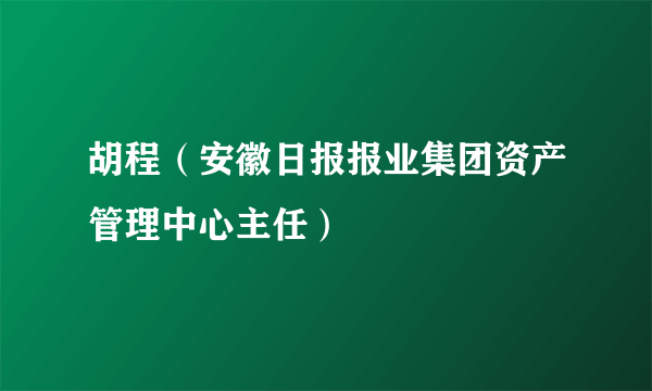 胡程（安徽日报报业集团资产管理中心主任）