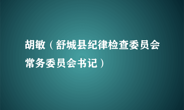 胡敏（舒城县纪律检查委员会常务委员会书记）