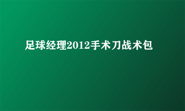 足球经理2012手术刀战术包