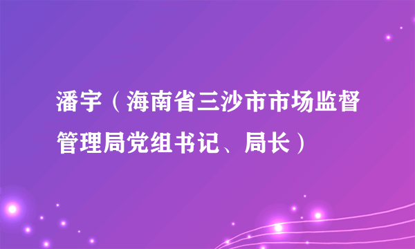 潘宇（海南省三沙市市场监督管理局党组书记、局长）